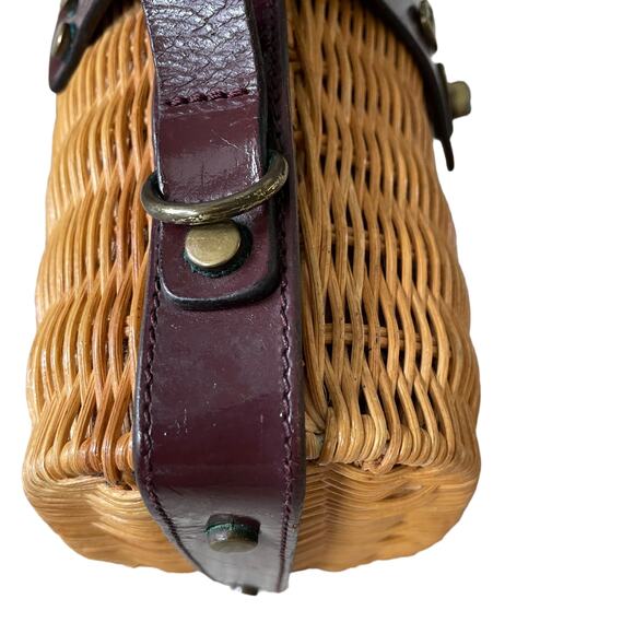 Vintage 60's 70's ETIENNE AIGNER Wicker Rattan Handbag with Leather Strap Brown - Picture 8 of 15